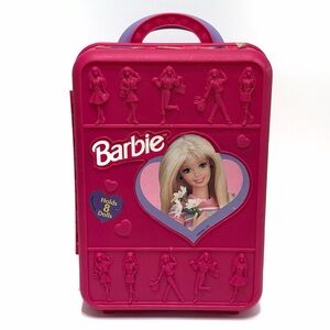 Vintage 90s Barbie Take A Long Carrying Doll Trunk Pop Up Handle Rolling Wheels